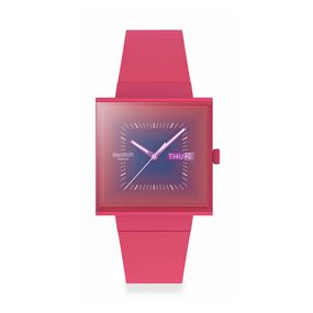Reloj Swatch Squarely Berry de Silicona SO34R700