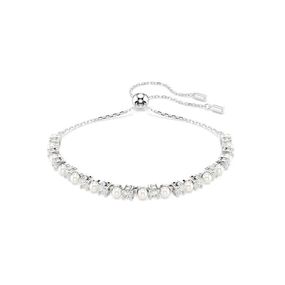 Pulsera Swarovski Matrix, Crystal Pearl, Talla redonda, Blanca, Recubrimiento en Baño de rodio