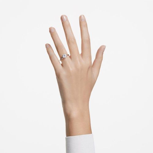 Anillo de Cóctel Swarovski Stilla, Talla Redonda, Blanco, Recubrimiento en Rodio