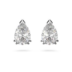 Pendientes de Botón Swarovski Stilla, Talla Pera, Blancos, Recubrimiento en Rodio