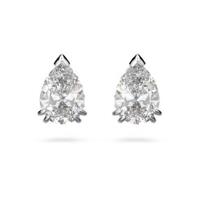 Pendientes de Botón Swarovski Stilla, Talla Pera, Blancos, Recubrimiento en Rodio