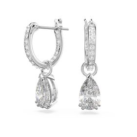 Pendientes de Aro Swarovski Stilla, Talla Pera, Blancos, Recubrimiento en Rodio
