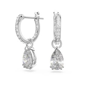Pendientes de Aro Swarovski Stilla, Talla Pera, Blancos, Recubrimiento en Rodio