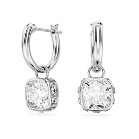 Pendientes Swarovski Chroma, Talla Cuadrada, Blancos, Recubrimiento en Rodio
