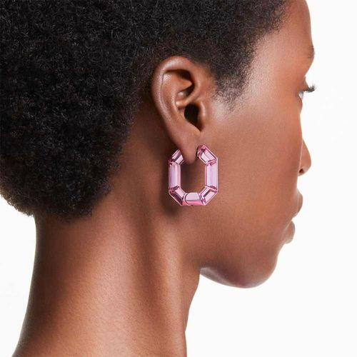 Pendientes de Aro Swarovski Lucent, Forma Octagonal, Pequeños, Rosas