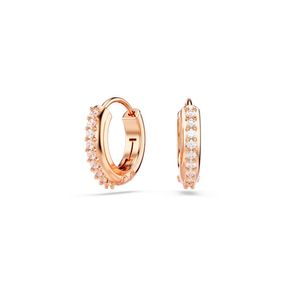 Pendientes de Aro Swarovski Matrix, Talla Redonda, Blancos, Recubrimiento Tono Oro Rosa