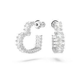 Pendientes de Aro Swarovski Matrix, Corazón, Pequeños, Blancos, Baño de Rodio