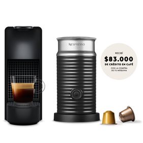 Cafetera Nespresso Essenza Mini Rect + Aeroccino Negra