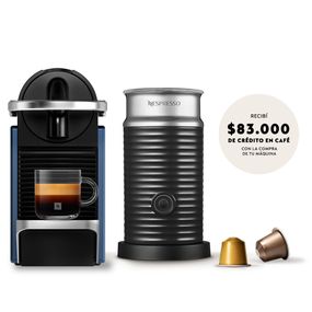 Cafetera Nespresso Pixie Azul + Aeroccino