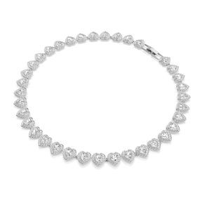 Collar Tennis Ariana Grande X Swarovski, Tallas Mixtas, Corazón, Blanco, Baño De Rodio