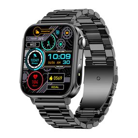 Smartwatch Colmi P80 modelo de correa metálica negra