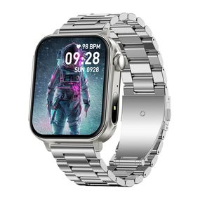 Smartwatch Colmi P80 modelo de correa metálica plateada
