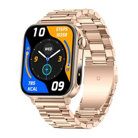 Smartwatch Colmi P80 modelo de correa metálica rosé