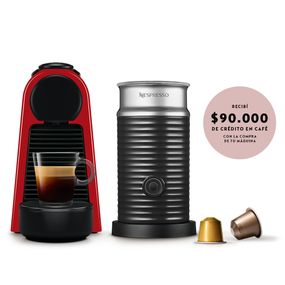 Cafetera Nespresso Essenza Mini D Roja + Aeroccino Espumador