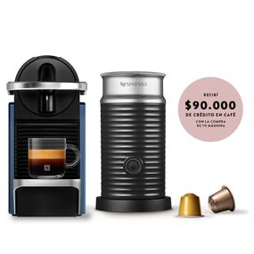 Cafetera Nespresso Pixie Azul + Aeroccino