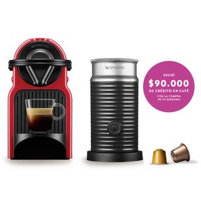 Cafetera Nespresso Inissia Roja + Aeroccino