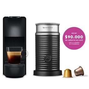 Cafetera Nespresso Essenza Mini Rect + Aeroccino Negra