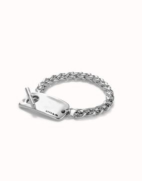 Pulsera de cadena bañada en plata de ley con pieza ajustable central