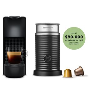 Cafetera Nespresso Essenza Mini Rect + Aeroccino Negra