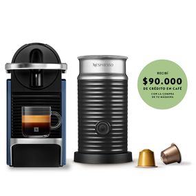 Cafetera Nespresso Pixie Azul + Aeroccino
