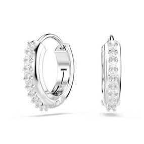 Pendientes de aro Matrix, Talla redonda, Blancos, Recubrimiento en Baño de rodio