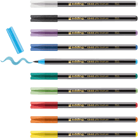 Set de 10 marcadores edding 1340 glitter | Punta Pincel Flexible