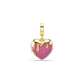 Charm Idyllia, Talla redonda, Corazón, Rosa, Baño tono oro