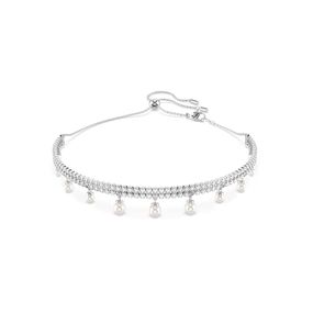 Gargantilla Ariana Grande x Swarovski, Perla de cristal, Talla redonda, Blanca, Baño de rodio