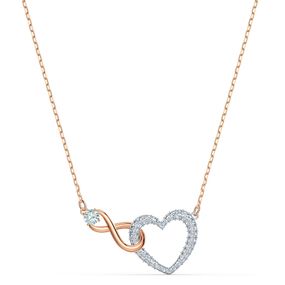 Collar Swarovski Infinity Heart Blanco -  Combinación de Acabados Metálicos