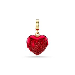 Charm Idyllia, Talla redonda, Corazón, Rojo, Baño tono oro