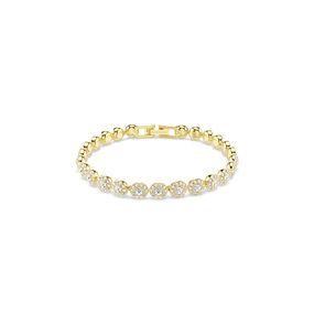 Pulsera Una Angelic, Talla redonda, Blanca, Baño tono oro