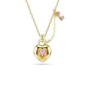 Colgante Idyllia, Tallas mixtas, Corazón, llave, Rosa, Baño tono oro