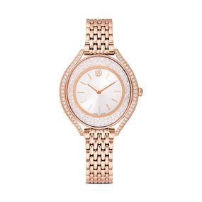 Reloj Crystalline aura, Fabricado en Suiza, Brazalete de metal, Tono oro rosa, Acabado tono oro rosa