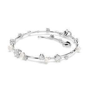 Pulsera Tennis Constella, Crystal Pearl, Tallas Redondas, Blanca, Baño De Rodio