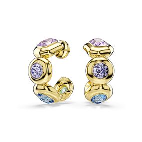 Pendientes de aro Gema, Tallas mixtas, Multicolores, Baño tono oro