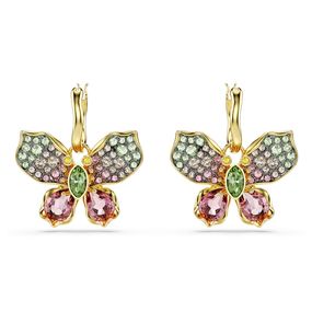 Pendientes Idyllia, Tallas Mixtas, Pavé, Mariposa, Multicolores, Combinación De Acabados Metálicos
