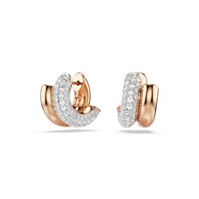 Pendientes de aro Dextera, Talla redonda, Mini, Blancos, Baño tono oro rosa