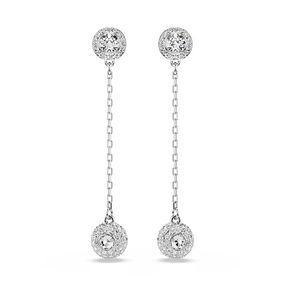 Pendientes Una Angelic, Talla redonda, Blancos, Baño de rodio