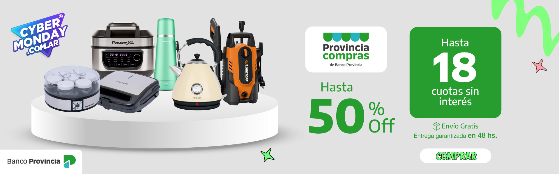 18 cuotas sin interés Cyber Monday Provincia Compras